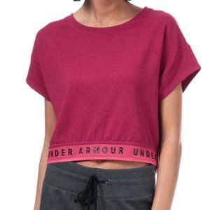 Womens Under Armour Featherweight Fleece Crop T-Sh